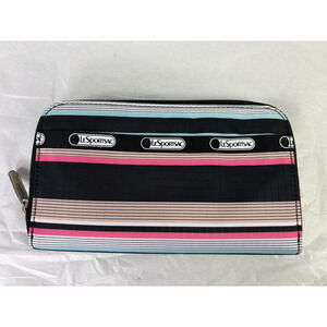 LeSportSac Colorful Striped Zip Around Wallet Clutch
